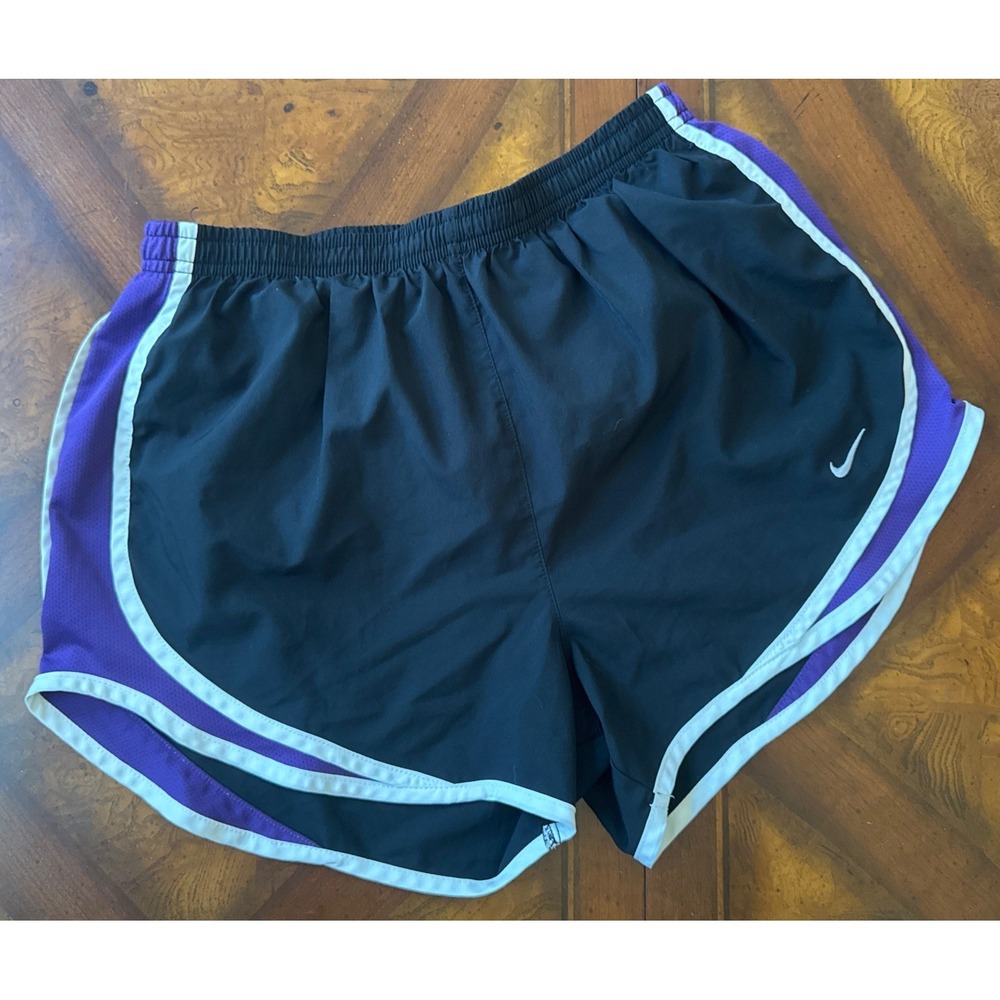 Nike Running Shorts Medium Built In Panty MESH ACCENT Purple Black And White